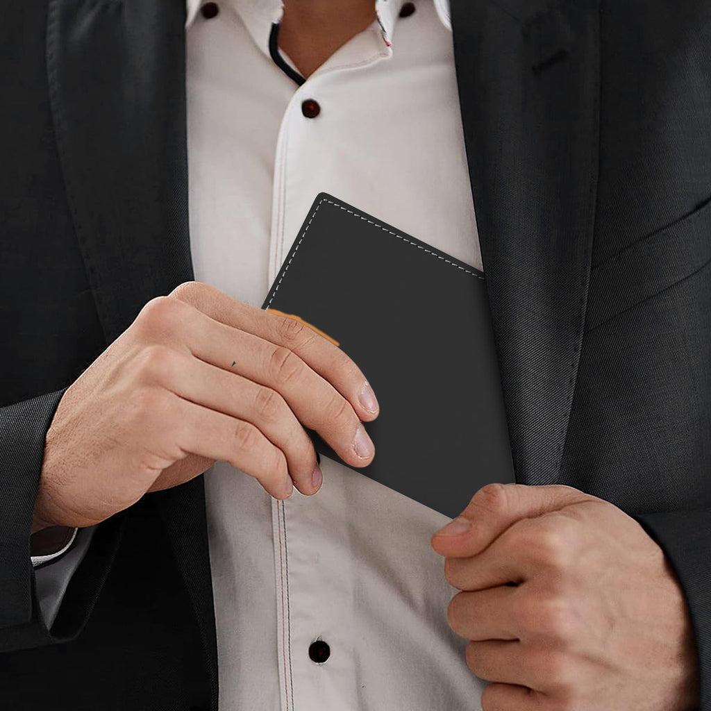 RFID Bifold Mens Wallets, Slim Credit Card Wallet, Real Leather Long Wallet for Men, with 8 Card Holder & 2 Cash Pocket, Great Gift for Fath - Image 3