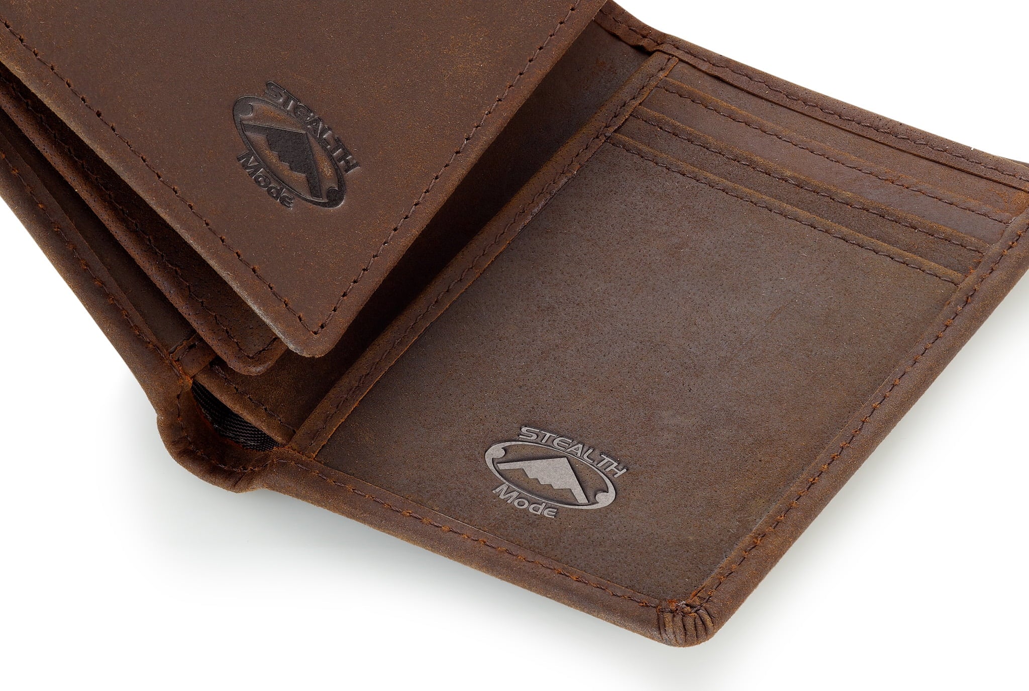 Trifold Leather Wallet for Men with ID Holder and RFID Blocking (Brown) - Image 4