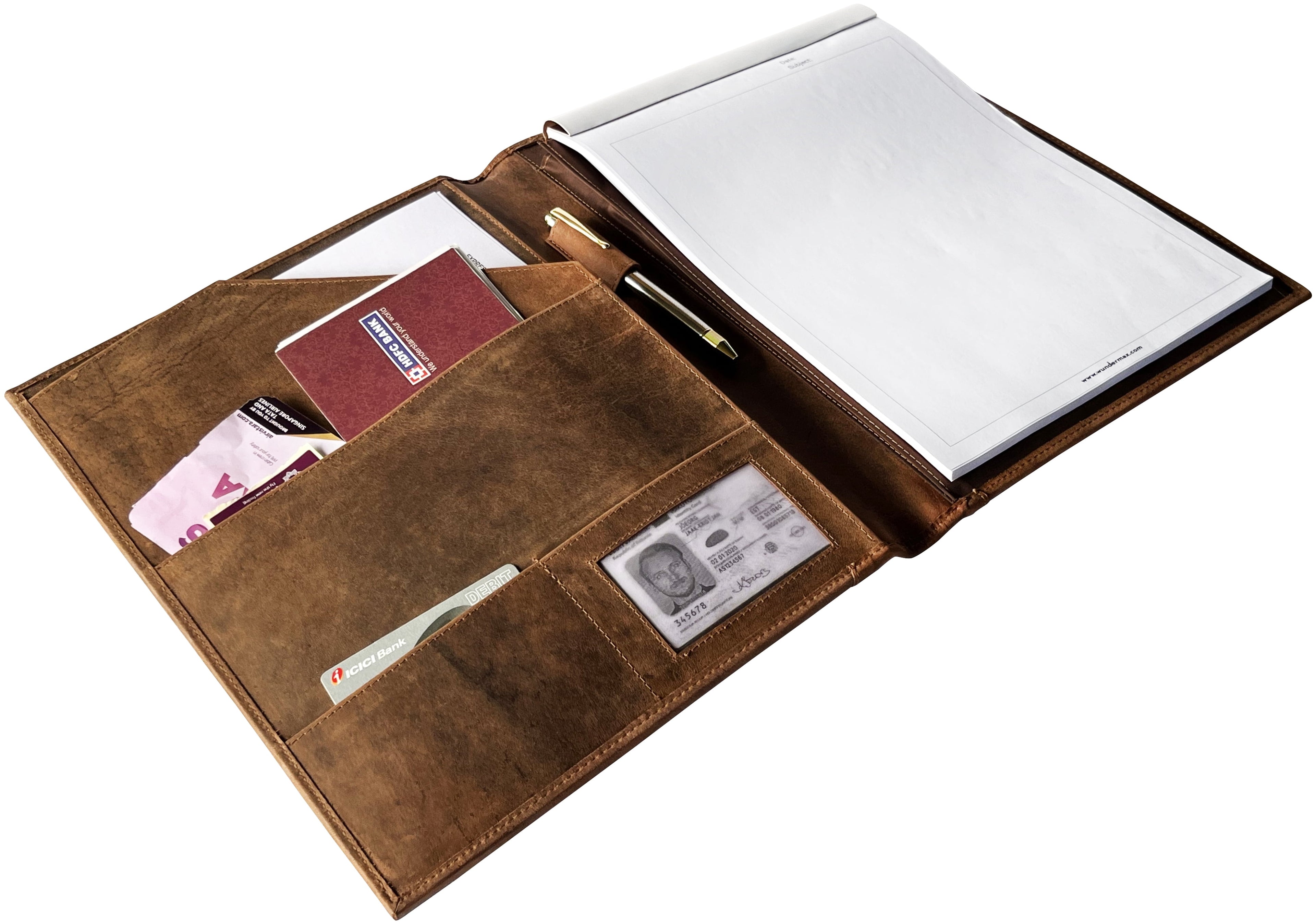Leather Portfolio Business Padfolio Organizer Resume Document Conference Folder, Professional Notepad for Men & Women... - Image 2