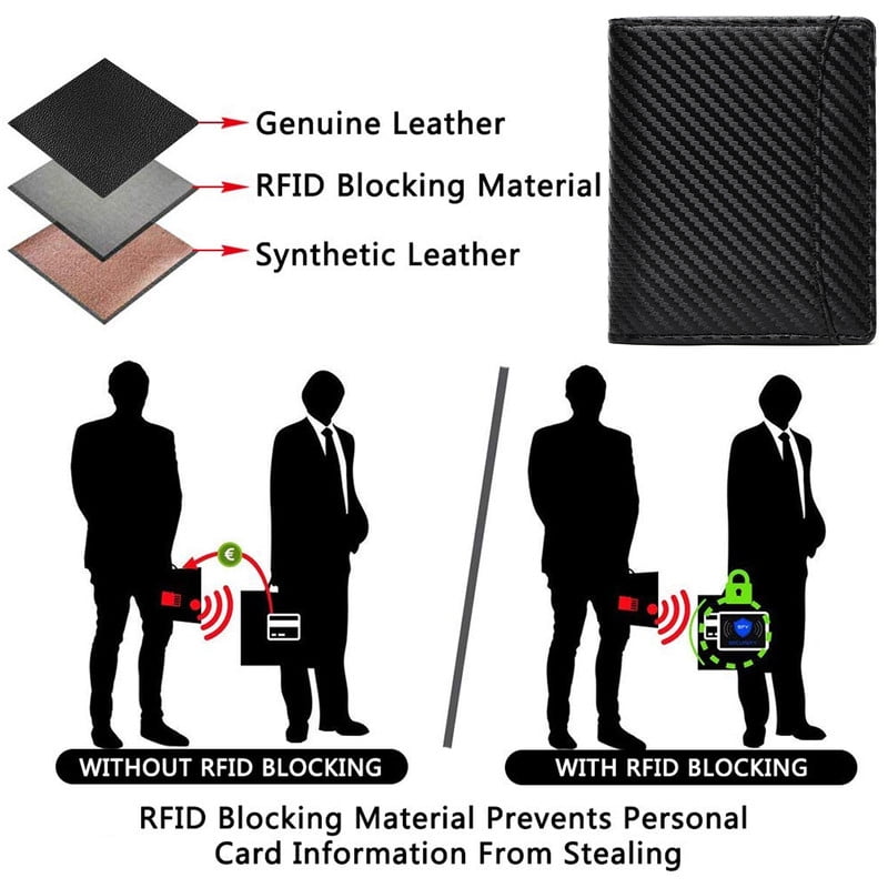 Mens Slim Bifold Wallet RFID Blocking, Front Pocket Leather Wallet with Zipper Coin Pocket, Minimalist Thin Credit Card Holder for Men - Image 6