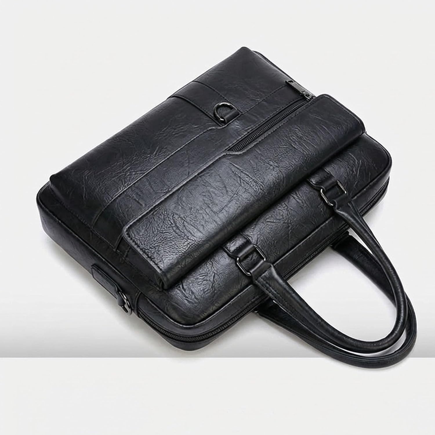 Classic Leather Handbag Briefcase for Men, Business Shoulder Messenger Bag Laptop Bag Attache Case, Fits 15.7 Inch La... - Image 3