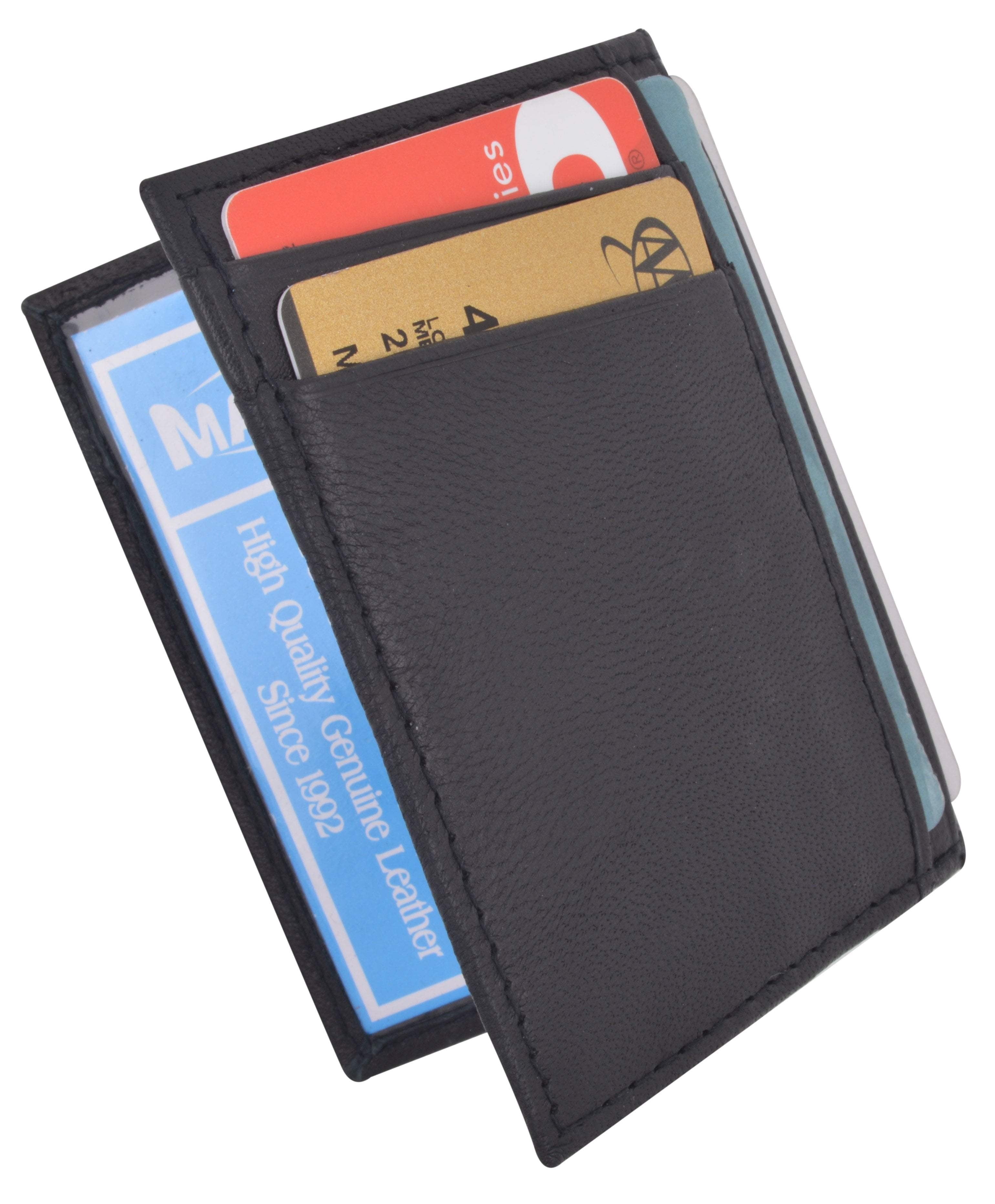 RFID Blocking Mini Wallet Genuine Leather Slim Front Pocket Wallet Ultra Thin Credit Card Holder Sleeve with ID Windows - Image 6