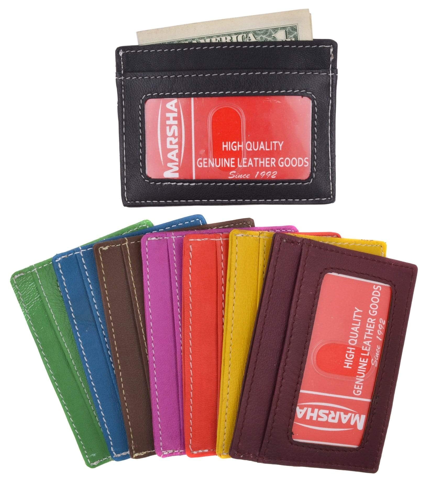 Handmade Genuine Leather Unisex Slim Super Thin Card Holder With ID Card Window 270 - Image 2