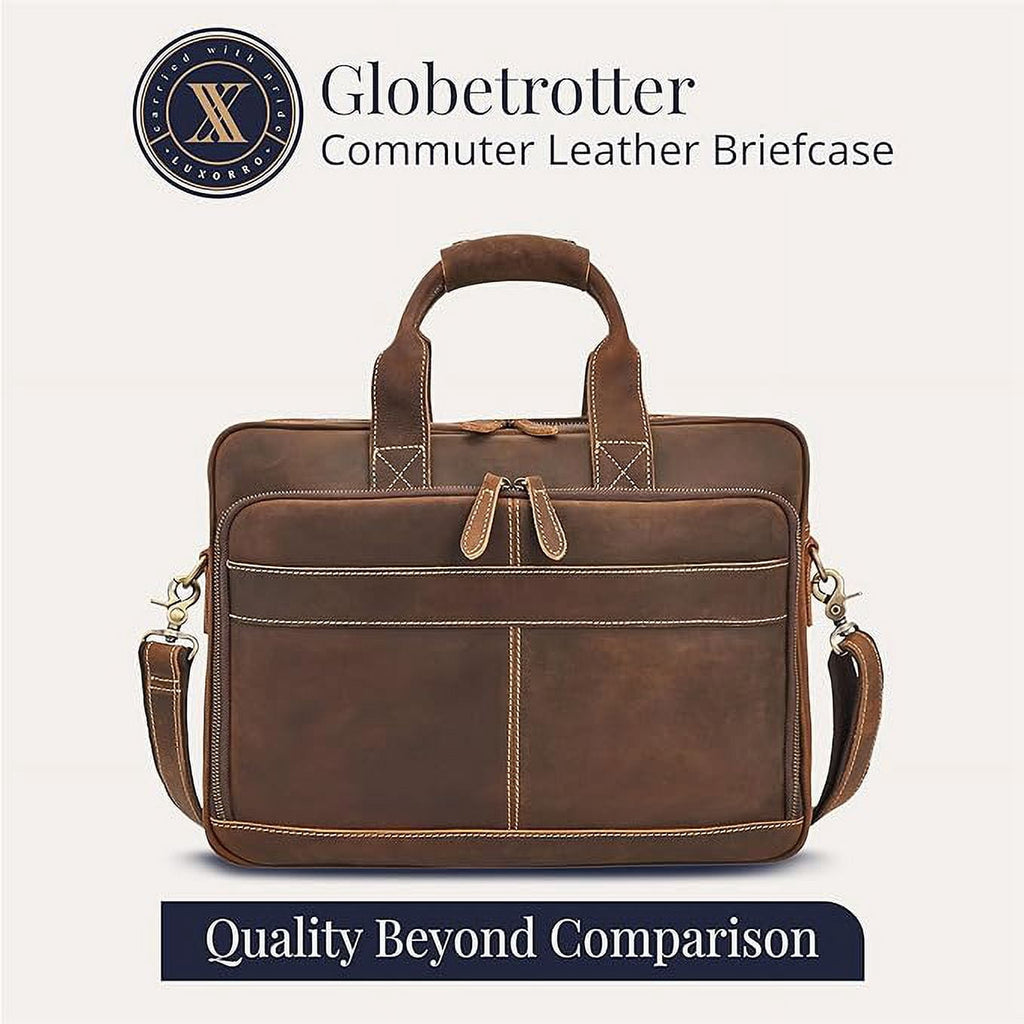 Full-Grain Leather Laptop Briefcase For Men, Leather Bag, Leather Computer Bag For Men - Dark Brown - Image 6