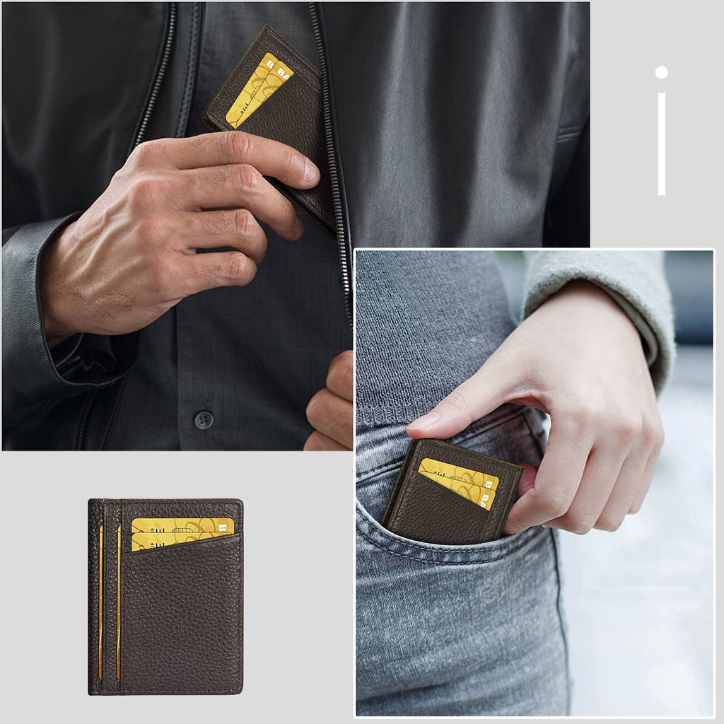Ultra Thin Leather Credit Card Case, Credit Card Holder with ID Window, Slim Minimalist, Suitable for Daily Use, Wallets with 8 Card Slots a - Image 5