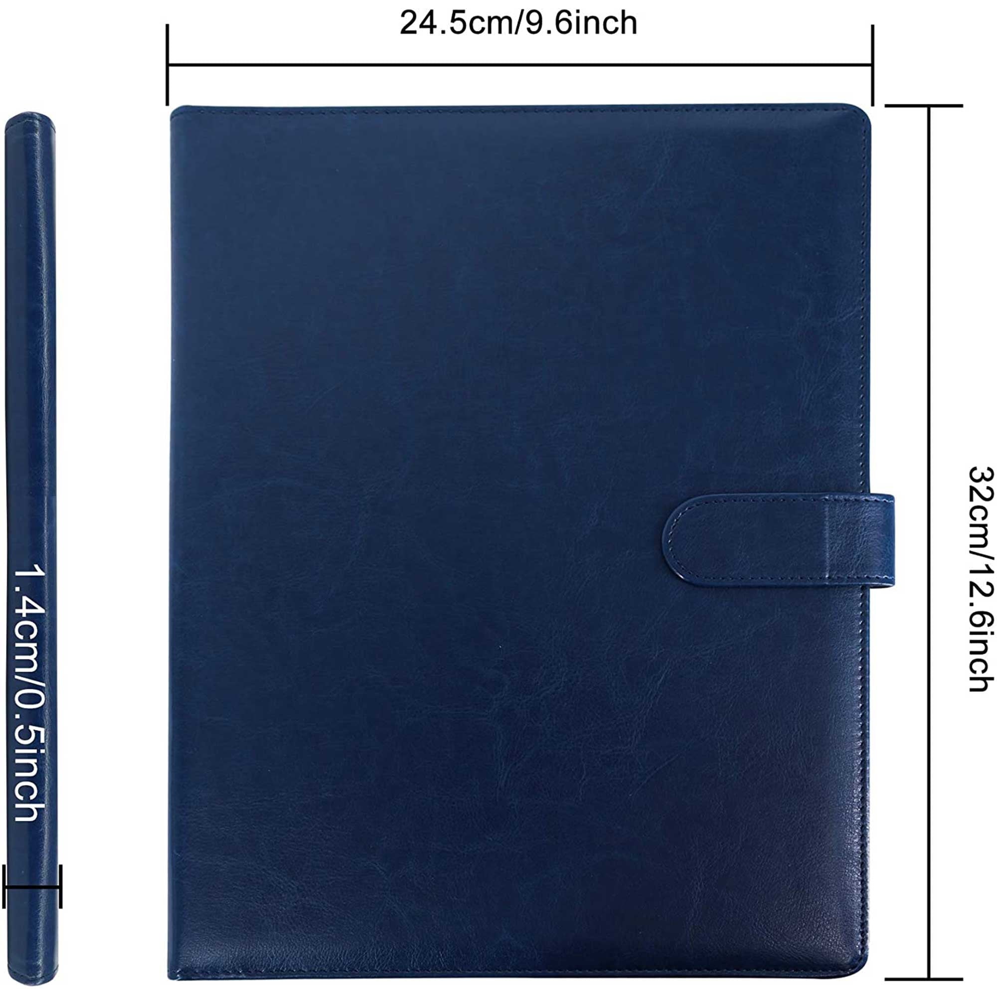 GraduationMall Business Magnetic Closure Padfolio Portfolio File Folder PU Leather for A4 Size Blue - Image 4