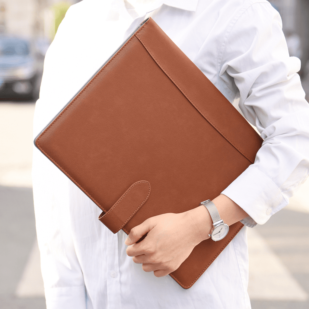 Portfolio Padfolio A4 Leather Holder File Document Case with Writing Pad and Removable Clipboard for Organizer Office... - Image 3