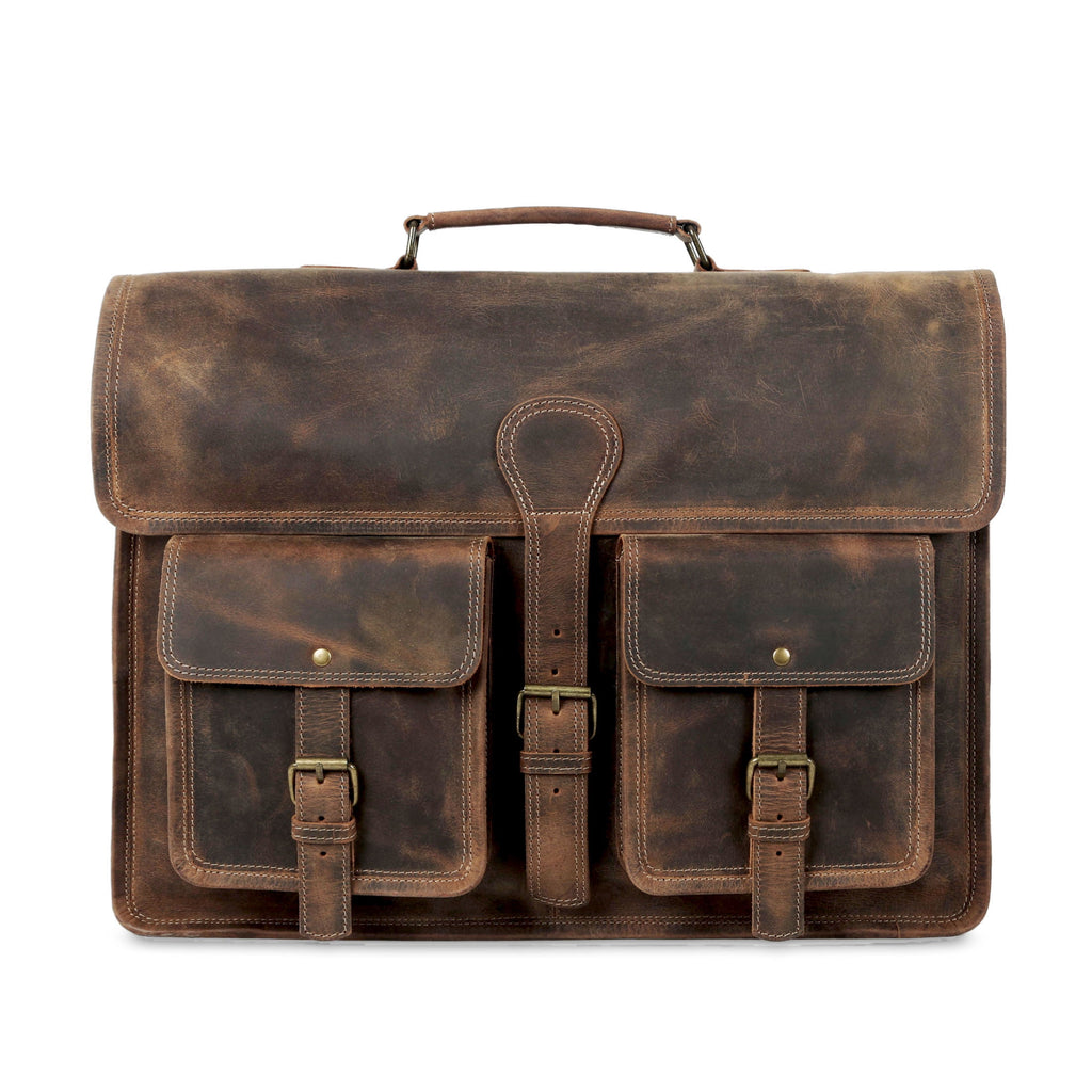 18-Inch Leather Laptop Messenger Bag for Men & Women  Vintage Office Briefcase Satchel with Shoulder Strap for Work & Travel - Image 3