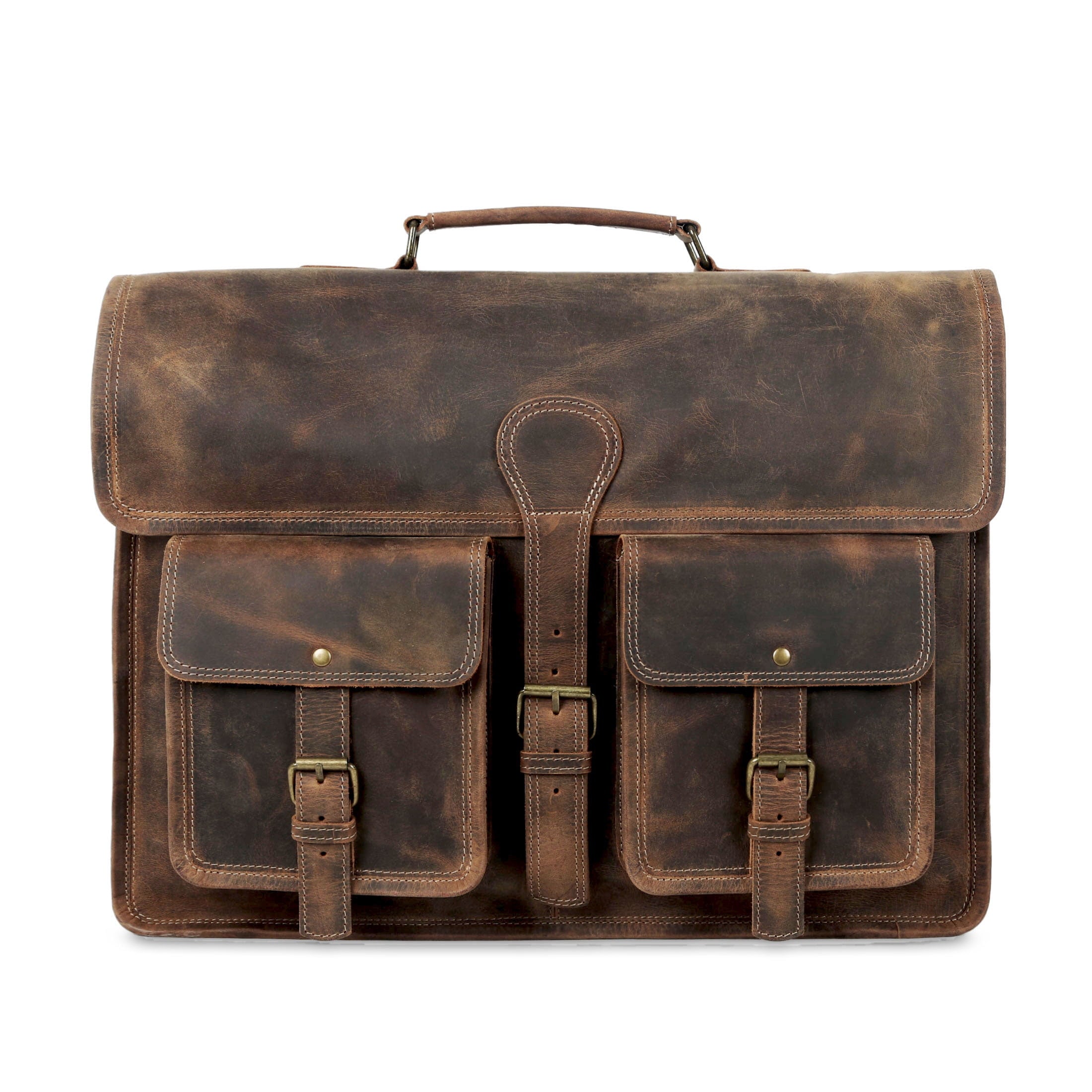 18-Inch Leather Laptop Messenger Bag for Men & Women  Vintage Office Briefcase Satchel with Shoulder Strap for Work & Travel - Image 3