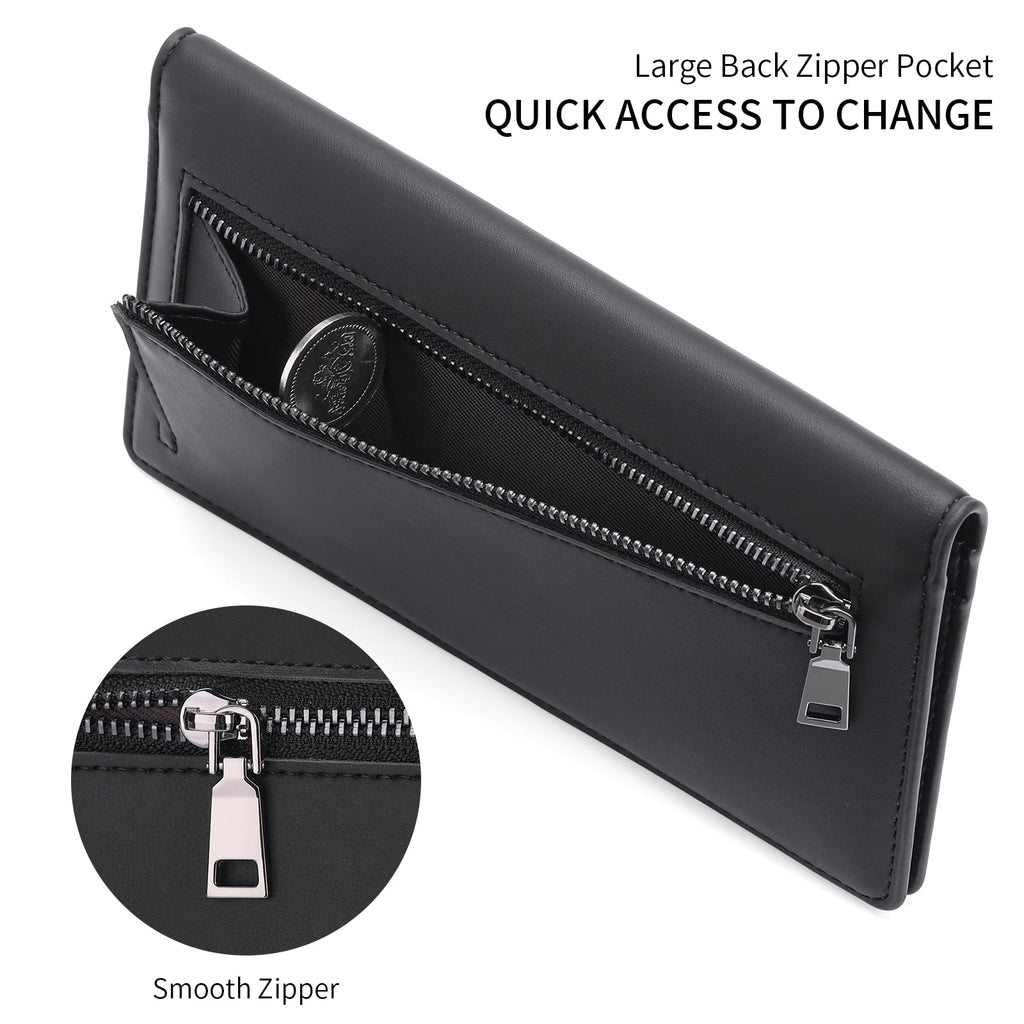 Wallets for Women Ultra Slim Thin Leather RFID Blocking Credit Card Holder Bifold Long Ladies Wallet Billfold Clutch - Image 5