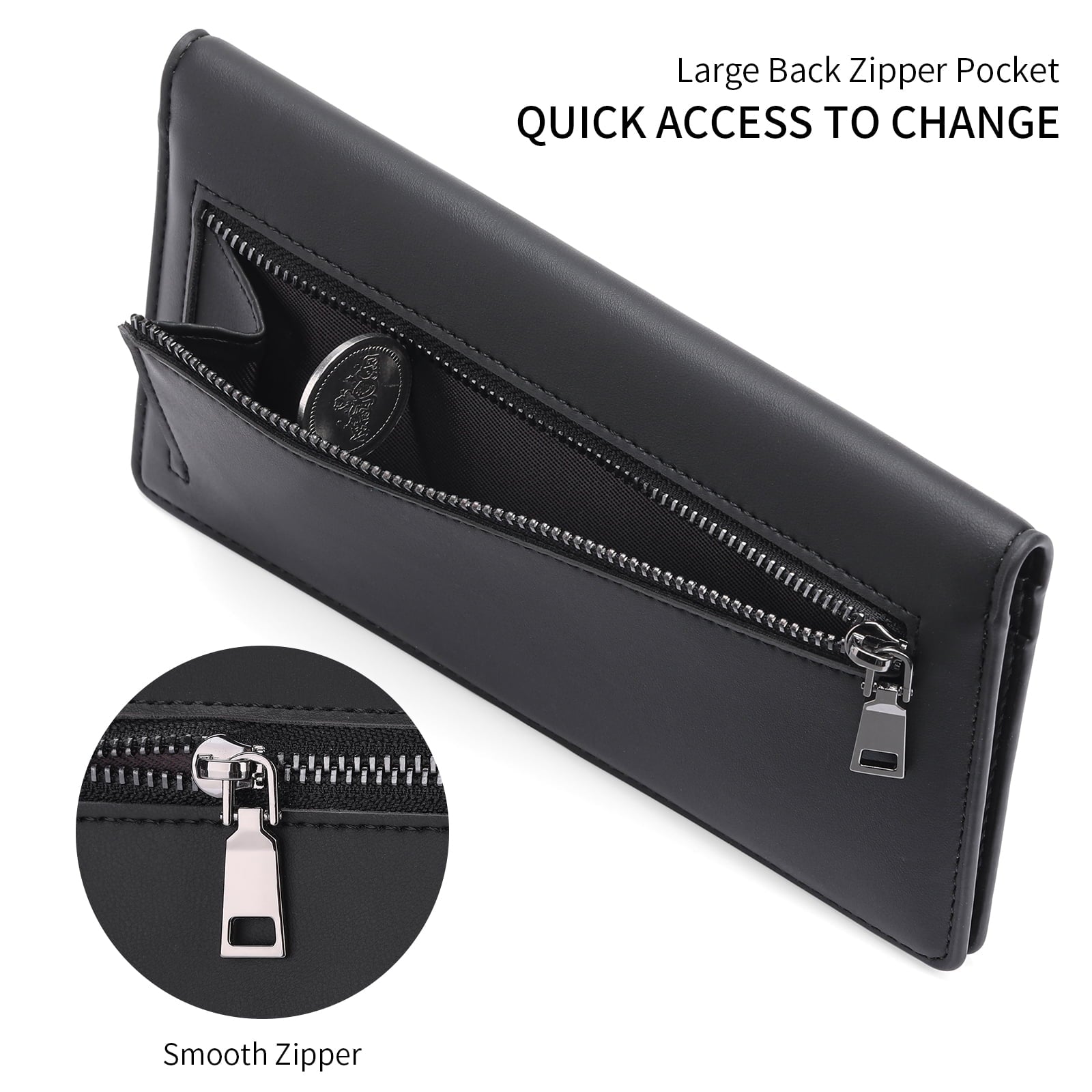 Wallets for Women Ultra Slim Thin Leather RFID Blocking Credit Card Holder Bifold Long Ladies Wallet Billfold Clutch - Image 5