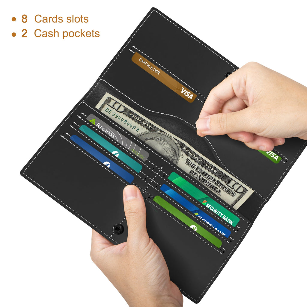 RFID Bifold Mens Wallets, Slim Credit Card Wallet, Real Leather Long Wallet for Men, with 8 Card Holder & 2 Cash Pocket, Great Gift for Fath - Image 5
