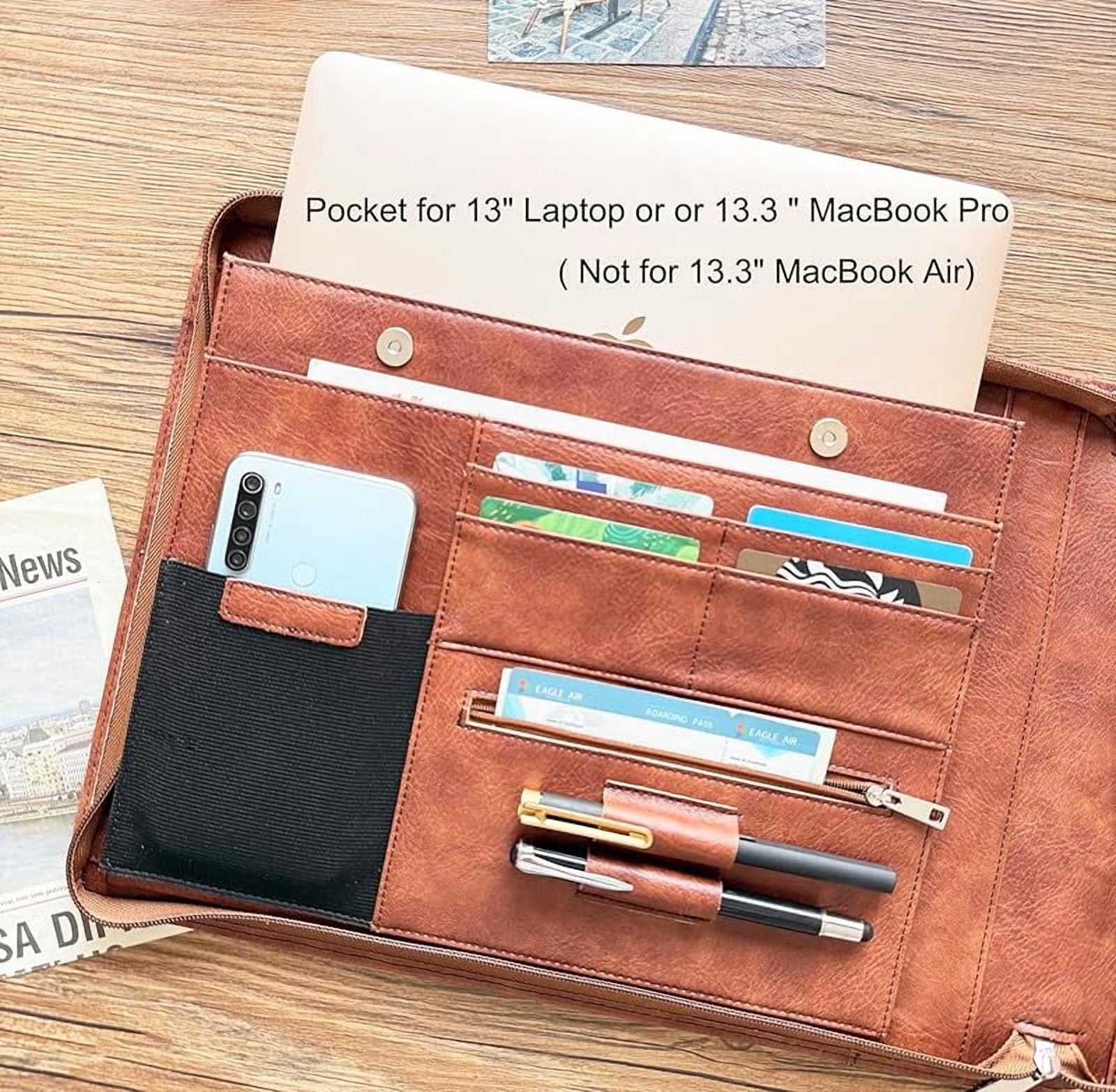 7 Ring Check Binder Vegan Leather Portfolio for 3-Up Business Size Checks, with Handle and Zippered Briefcase with 500 Check Capacity，9 x 13 - Image 3