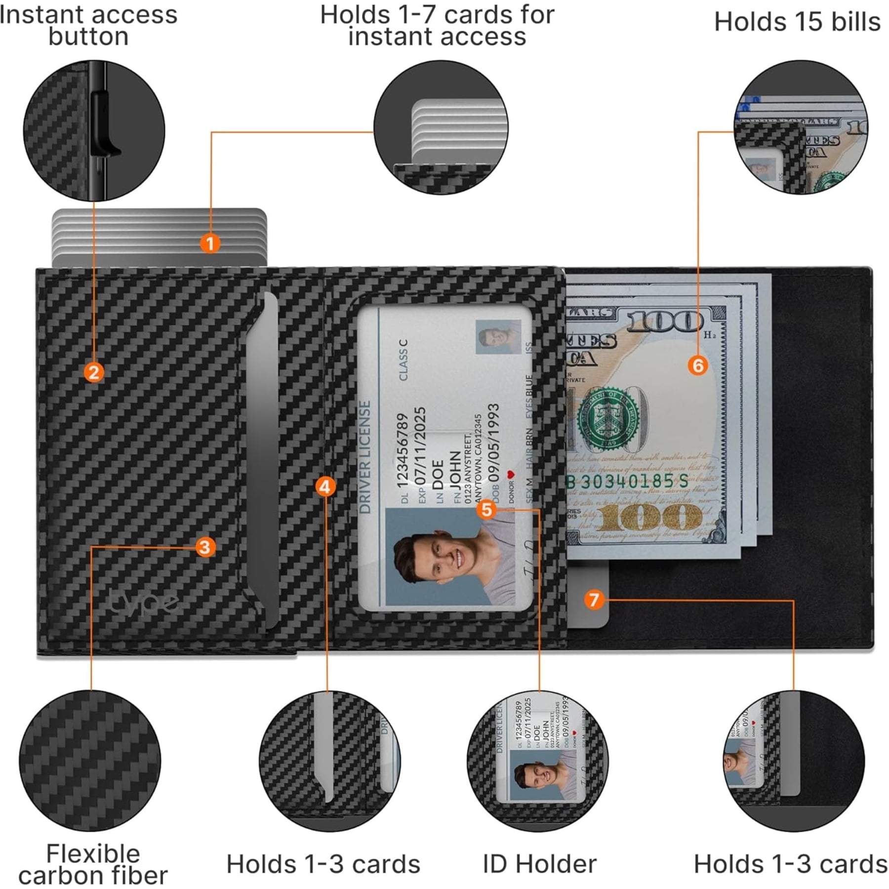 Smart Wallet for Men, Genuine Leather RFID Blocking Card Holder with Cash Slot, Slim Minimalist Front Pocket Design - Image 3