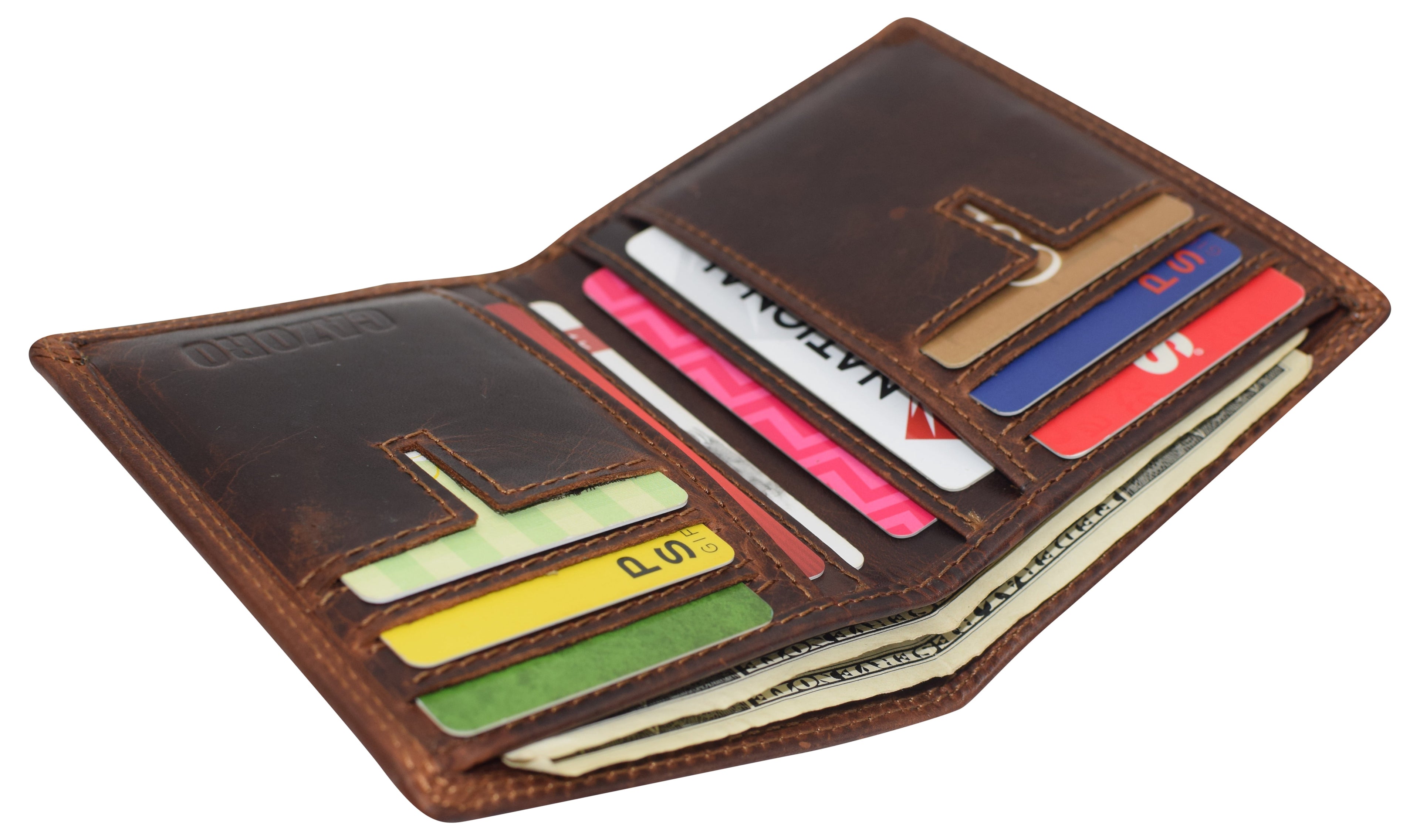 Vintage Leather Mens Slim Bifold Wallet RFID Blocking Credit Card Holder Wallets for Men - Image 4