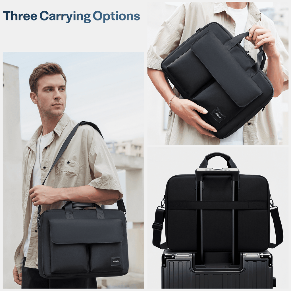 11-16''Laptop Bag for Men & Women, Water-Resistant Computer Messenger Bag, Business Briefcase with Luggage Strap for ... - Image 4