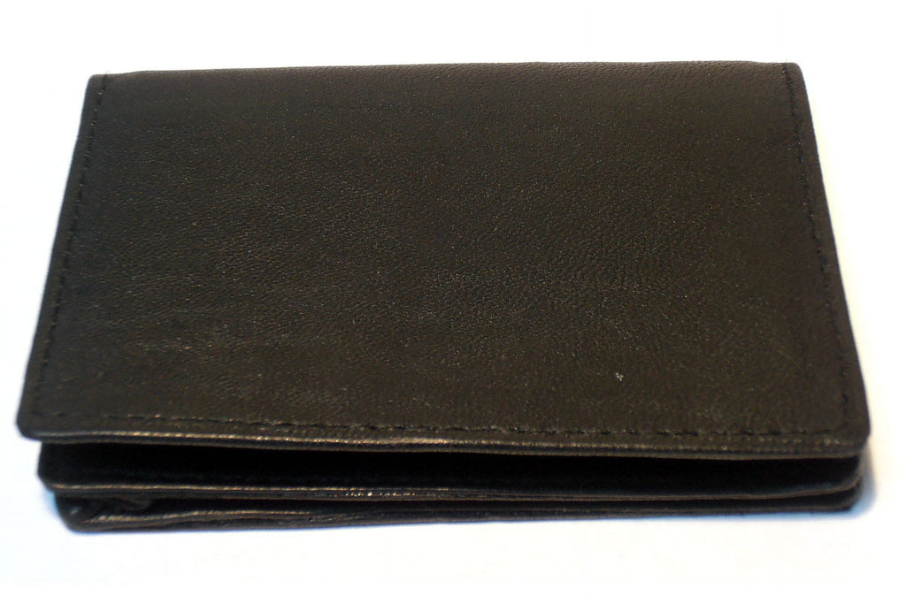 Men's Leather Credit Card & ID Holder Slim Design Black Wallet 3 x 4 inches - Image 2