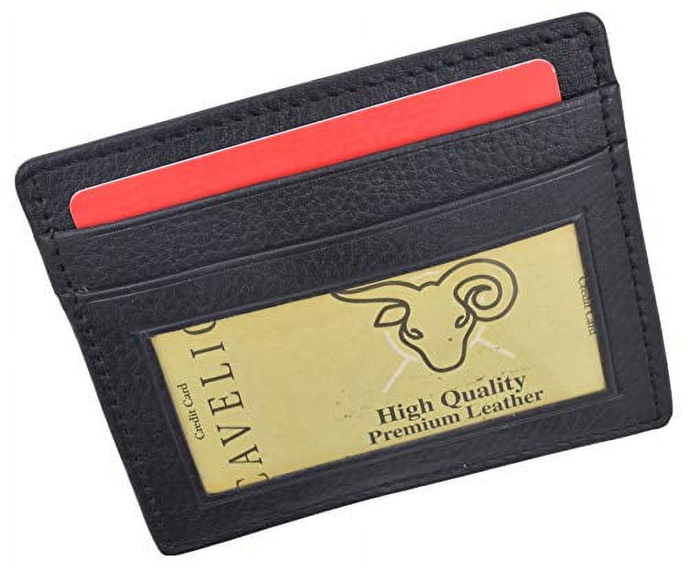 Men's Minimalist Slim Thin Front Pocket Credit Card ID Holder Leather Wallet - Image 4