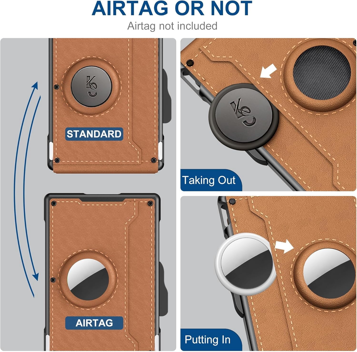 Wallet for Men - with Pop Up Aluminum Case Money Clip Slim Leather Slots Credit Card Holder RFID Blocking Bifold Minimalist Wallet (Coffee b - Image 4