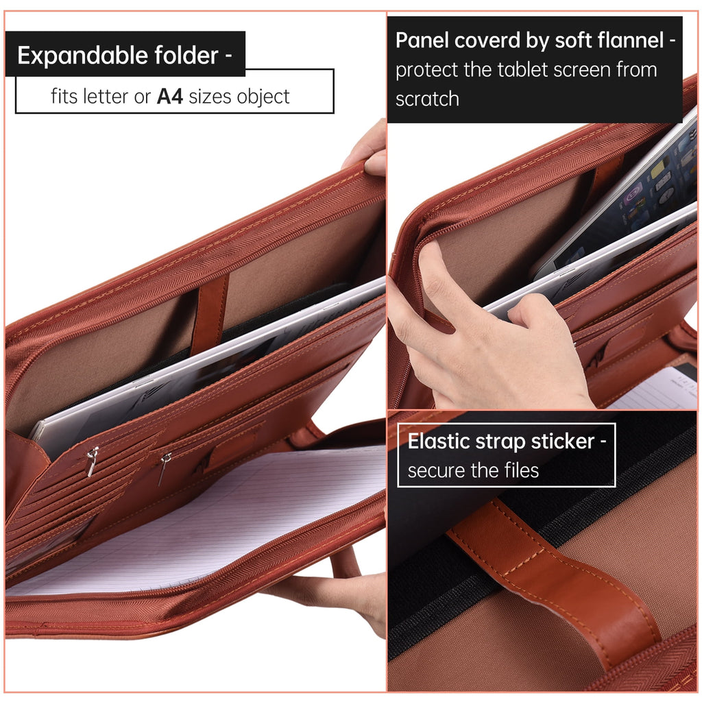 PU Leather Portfolio Organizer for Interview Resume Document Planner Agenda Schedule Tablet Sleeve Holder or Men Wome... - Image 5