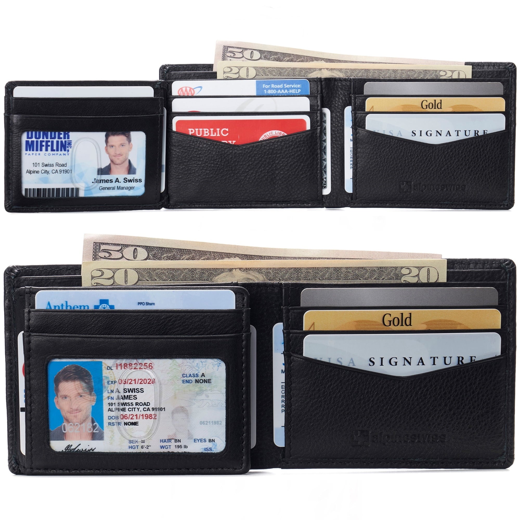 Mens Wallet for Men RFID Protected Leather Mens Wallet Spencer Bifold Divided Bill Section Gift Box 2 ID Windows 14 C... - Image 2