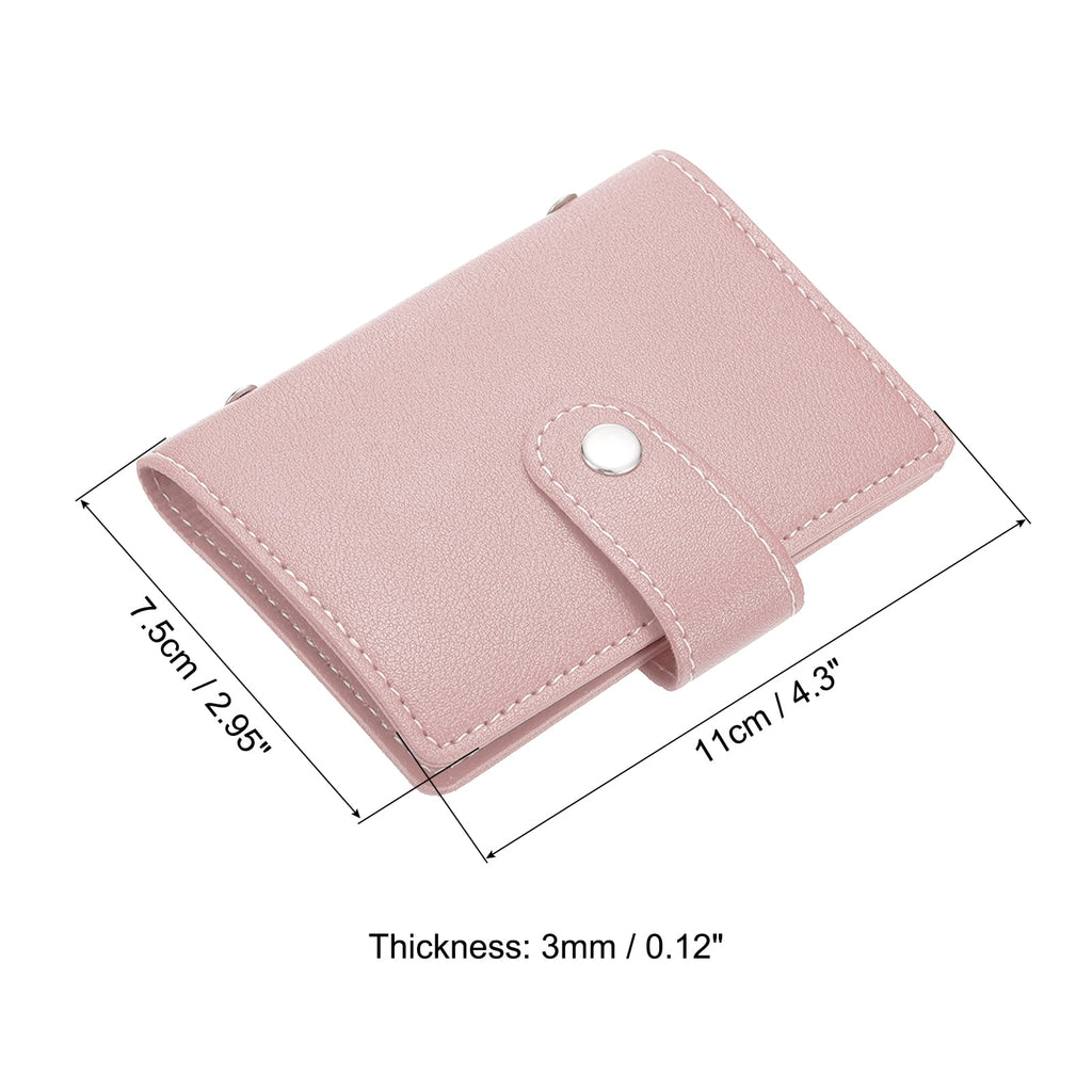 Credit Card Holder, 1 Pack Slim Wallet Leather Purse Business Cards Protector with 26 Card Slots, Pink - Image 2