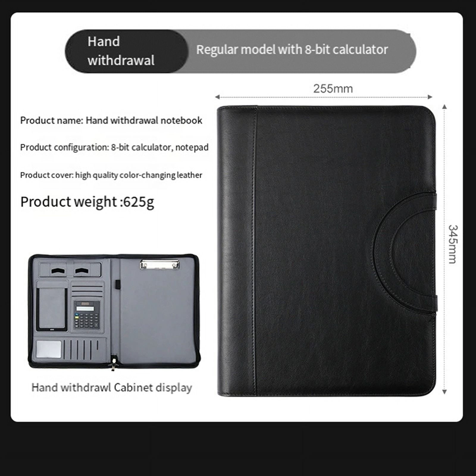 Portable Business Padfolio Portfolio Case Contract File Folder A4 Conference Folder PU Leather Portfolio Folder - Image 3