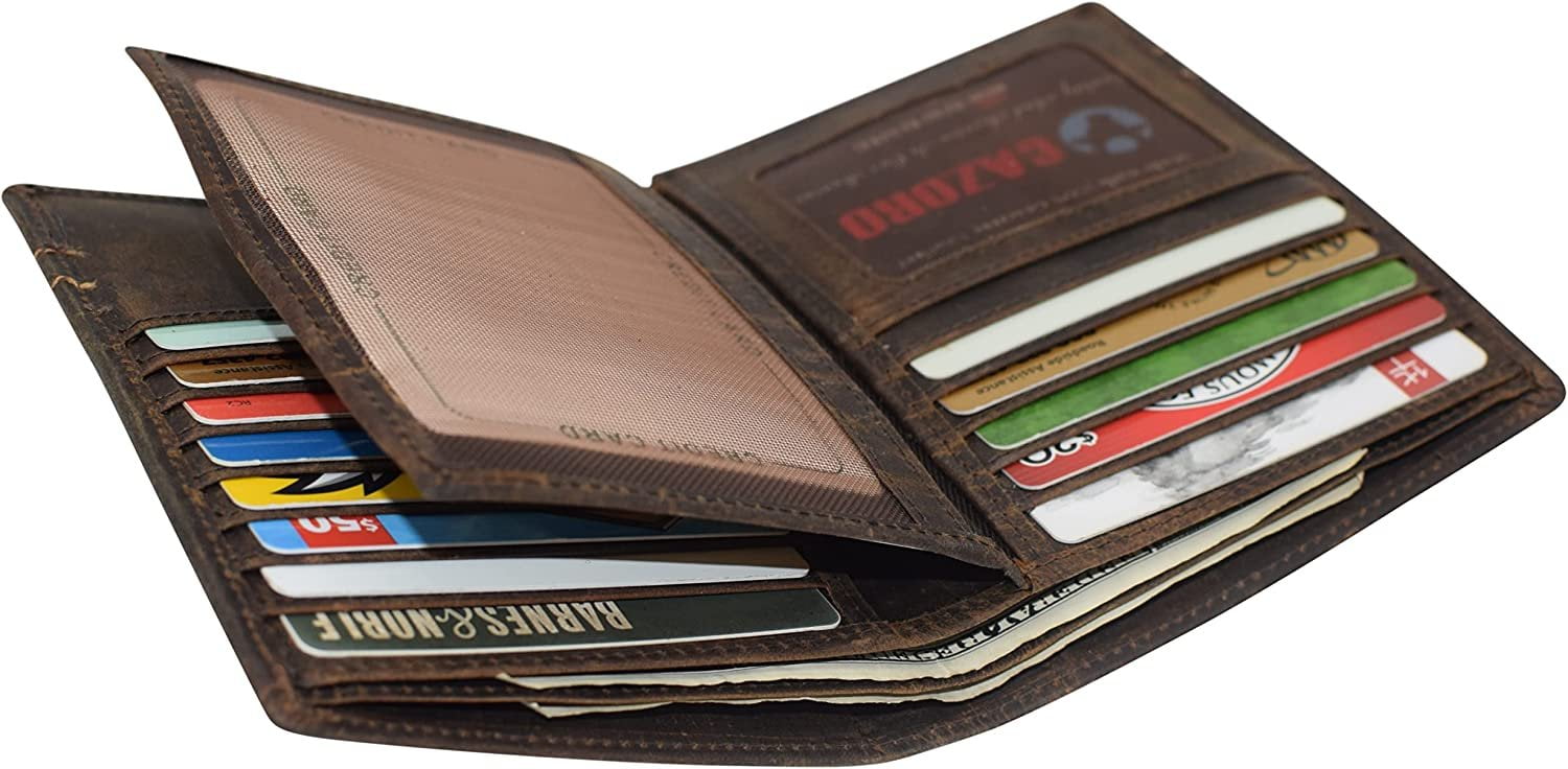 Men's Hipster Bifold RFID Blocking Vintage Leather Multi-Card ID Holder European Wallet for Men Brown Logo - Image 6