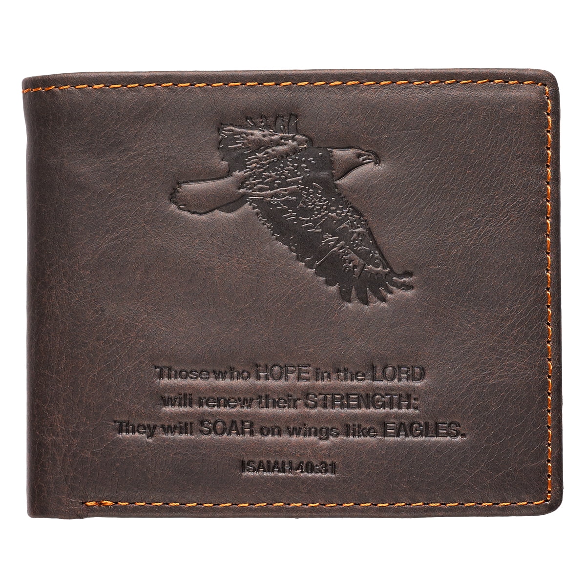 Genuine Leather Wallet for Men Wings Like Eagles Isaiah 40:31 Bible Verse Quality Classic Brown Leather Bifold Wallet... - Image 5
