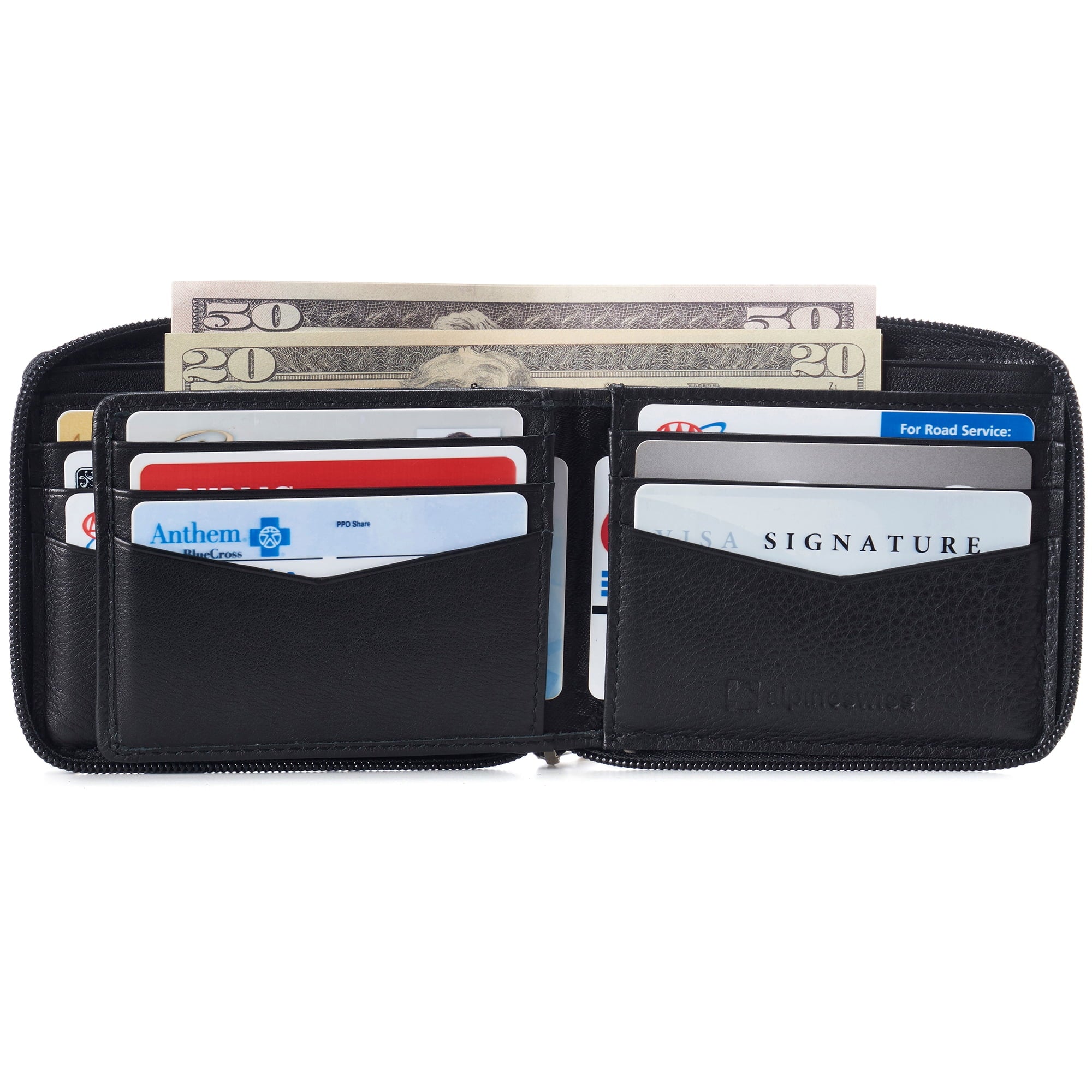 Zipper Bifold Wallet for Men Women RFID Protected Genuine Leather - Image 2