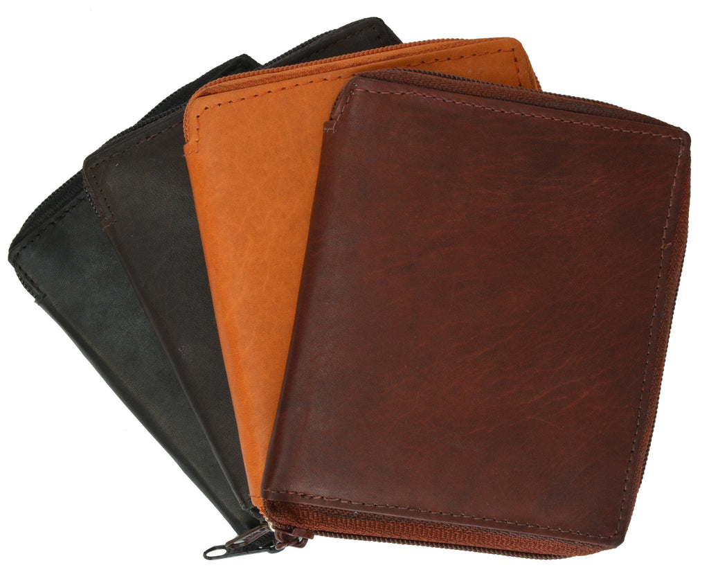 RFID Blocking Mens Leather Zippered Wallet RFID (C) - Image 5