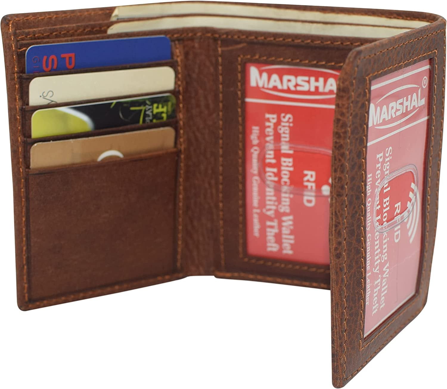 Marshal RFID Blocking Cross Genuine Leather Bifold Trifold Wallet for Men Trifold - Image 3