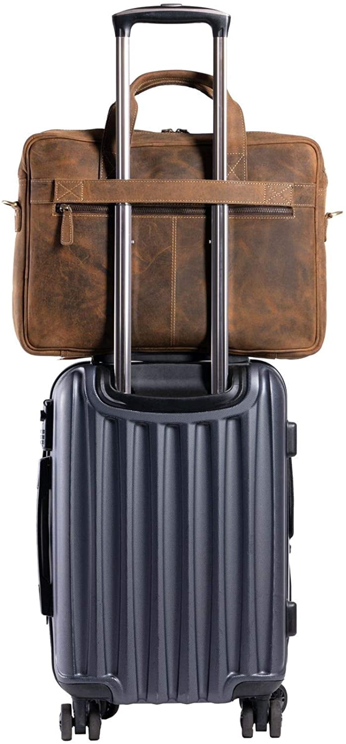 16-Inch Full Grain Leather Laptop Messenger Bag  Briefcase Satchel for Men and Women, Office Shoulder Bag with Multiple Compartments - Image 3