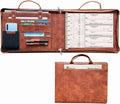 7 Ring Check Binder Vegan Leather Portfolio for 3-Up Business Size Checks, with Handle and Zippered Briefcase with 500 Check Capacity，9 x 13