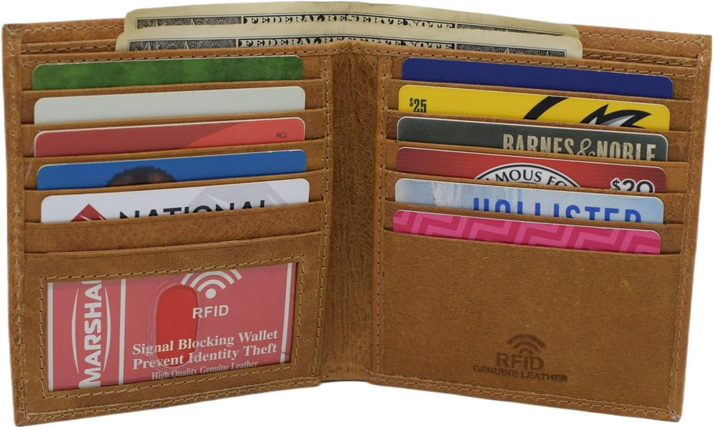 Bifold Hipster Credit Card Wallet RFID Blocking Men's Cowhide Leather Wallet - Image 3