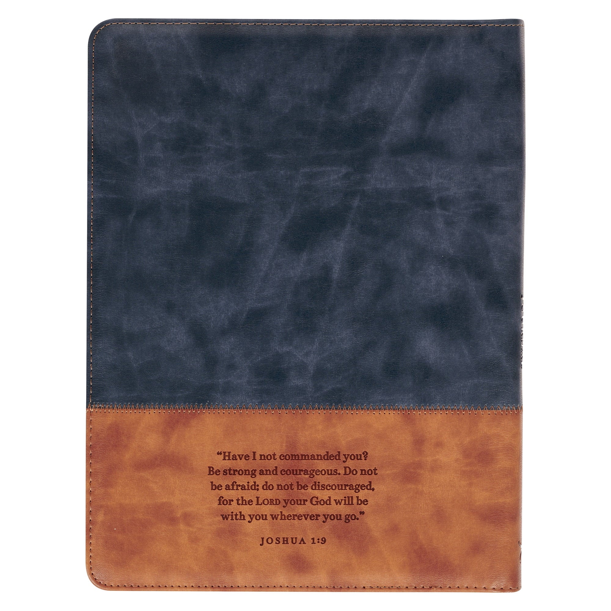 Premium Vegan Leather Zippered Portfolio Padfolio for Men & Women: Strong & Courageous Encouraging Scripture w/ Pen/H... - Image 2