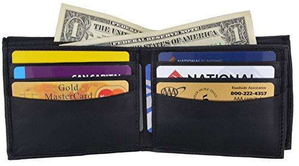 Bifold Men's Genuine Leather Center Flap Multi Card Holder Wallet NEW - Image 2