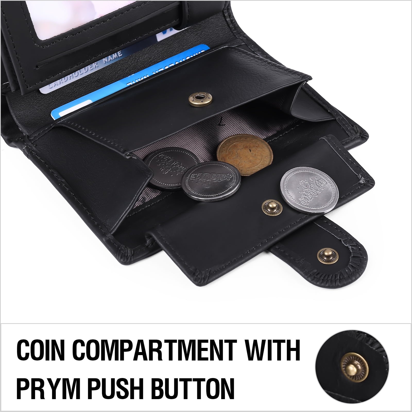 Mens Wallets with RFID Protection,Genuine Leather Wallet for Men,Trifold Wallet with 16 Card Slots & Coin Compartment - Image 6