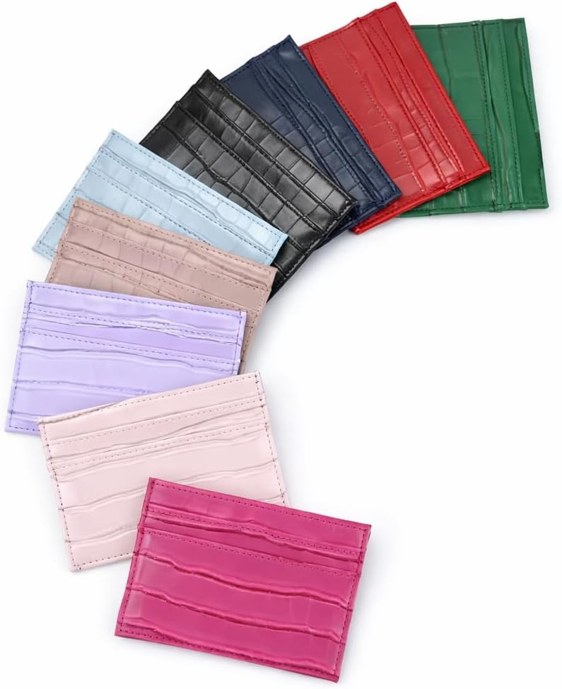Crocodile Print Card Holder for Women, Slim Leather Texture Wallet, 4 Card Slots, Compact Minimalist Credit Card Case - Image 2
