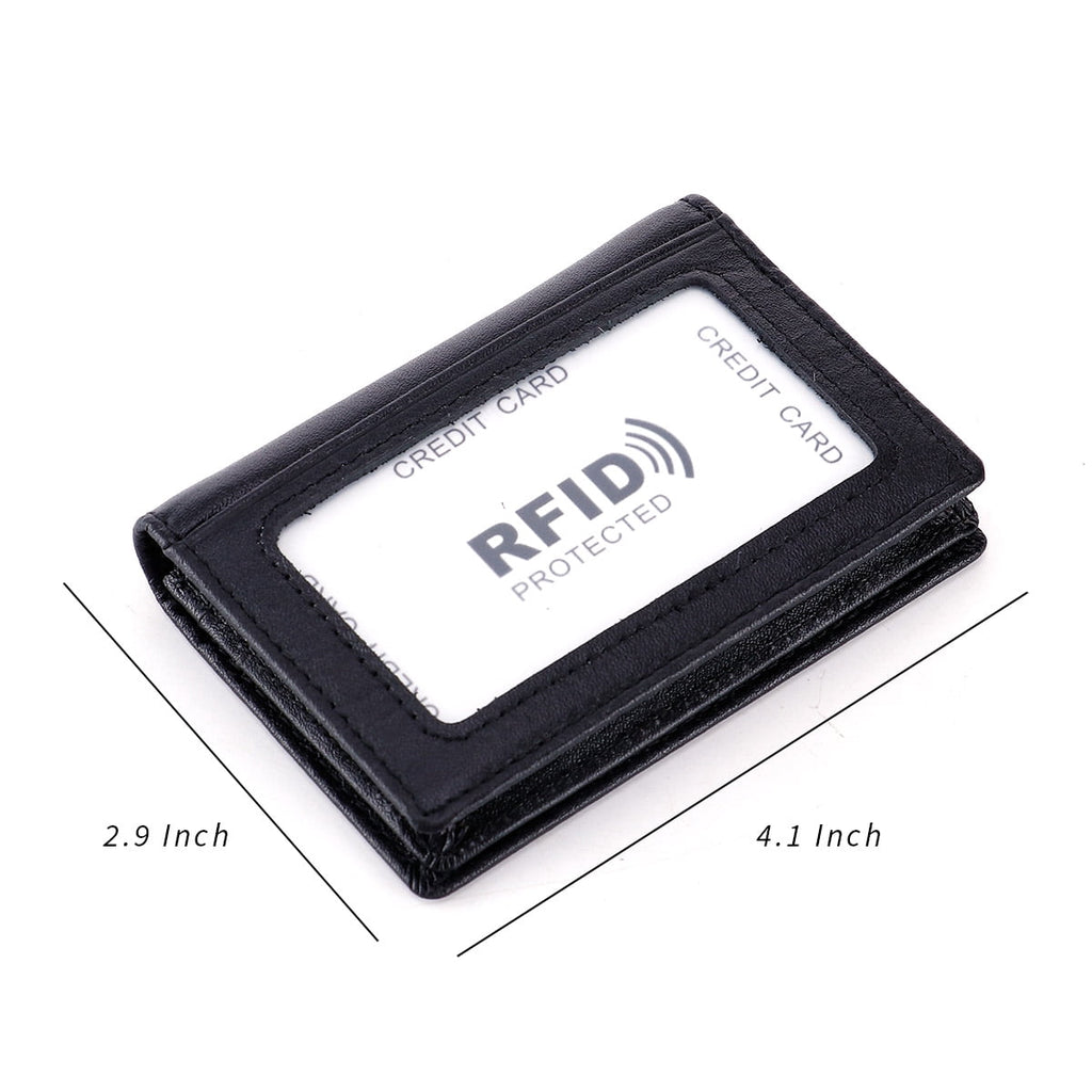 Men's Bifold Front Pocket Wallet Genuine Leather RFID Blocking Card Billfold 5 Slots with Cash Clip, Black - Image 5