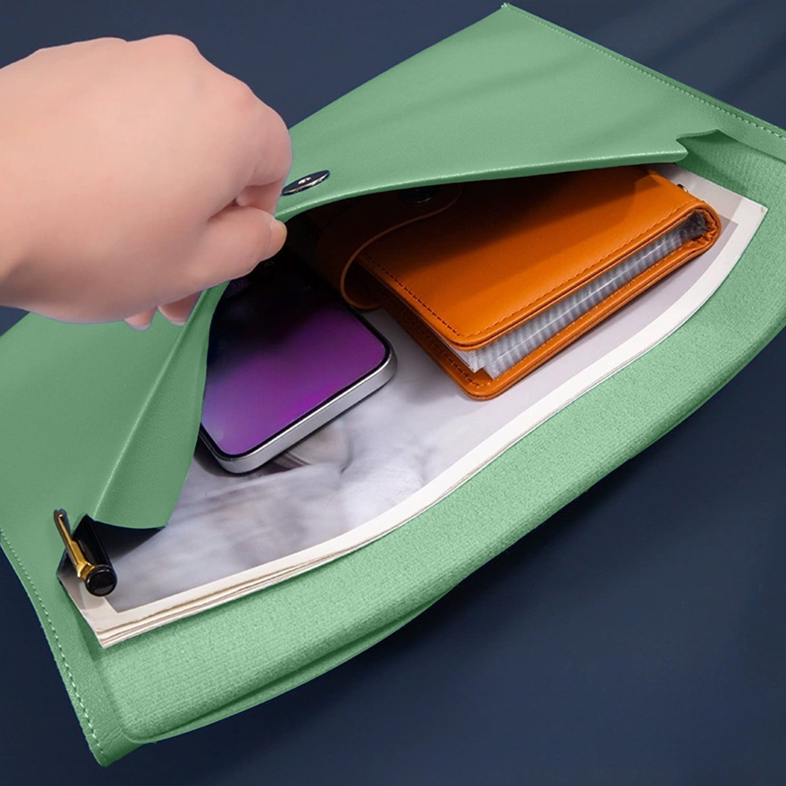 Leather Document Portfolio Folder Waterproof File Bag For Business Meeting A4 Size Padfolio With Zipper Professional - Image 6