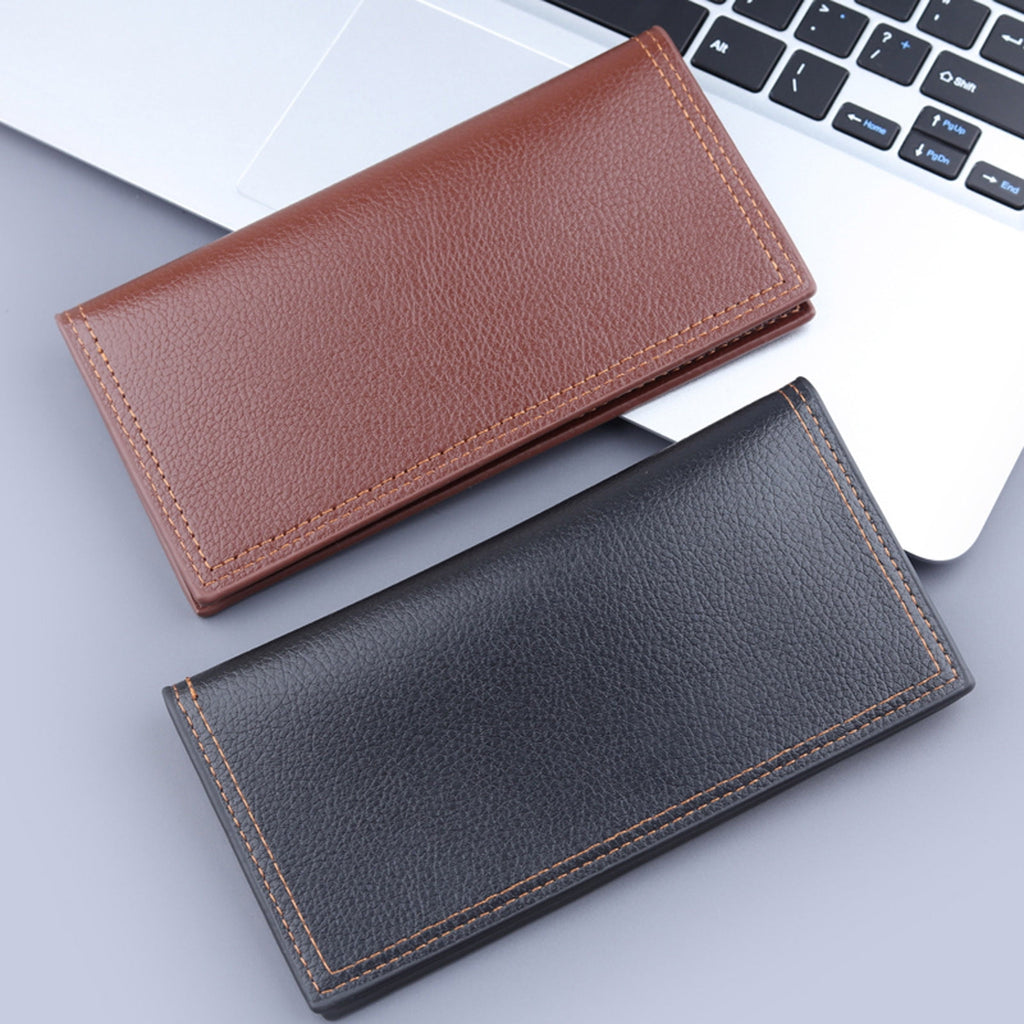 RFID Bifold Wallets for Men Slim Credit Card Holder Leather Long Purse with 12 Card Slots Coffee - Image 2