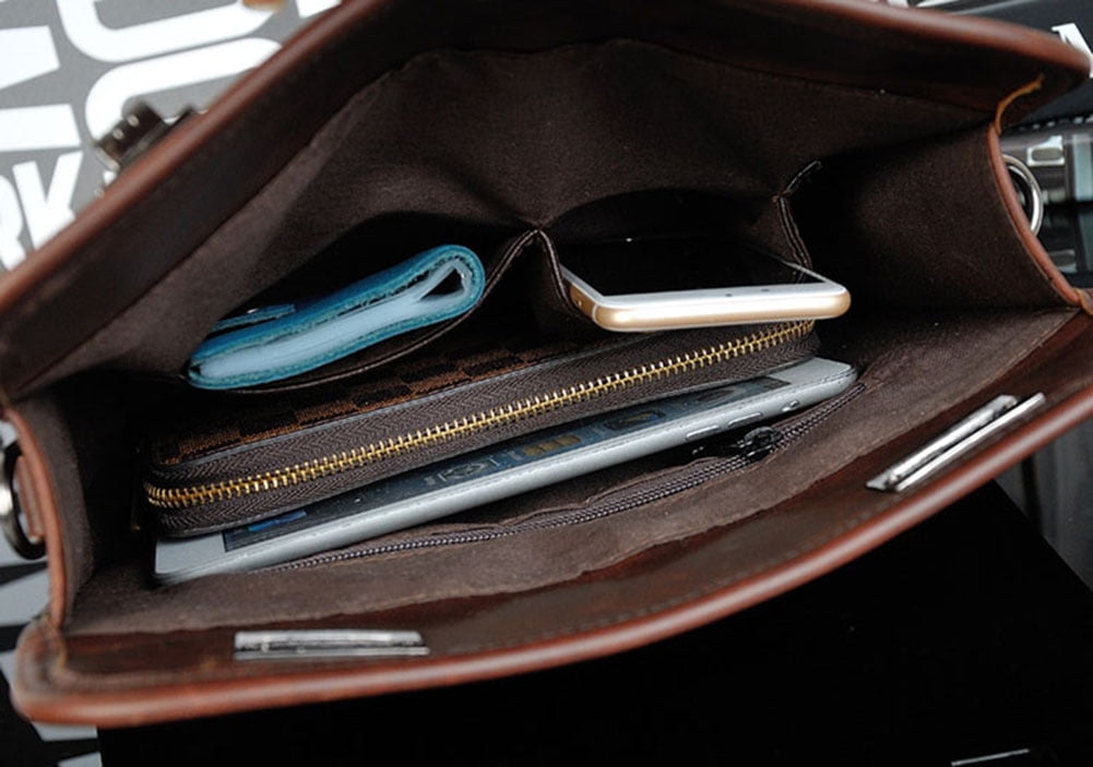 Men's Briefcase Casual Business Shoulder Bag Leather Messenger Satchel Bag - Image 6