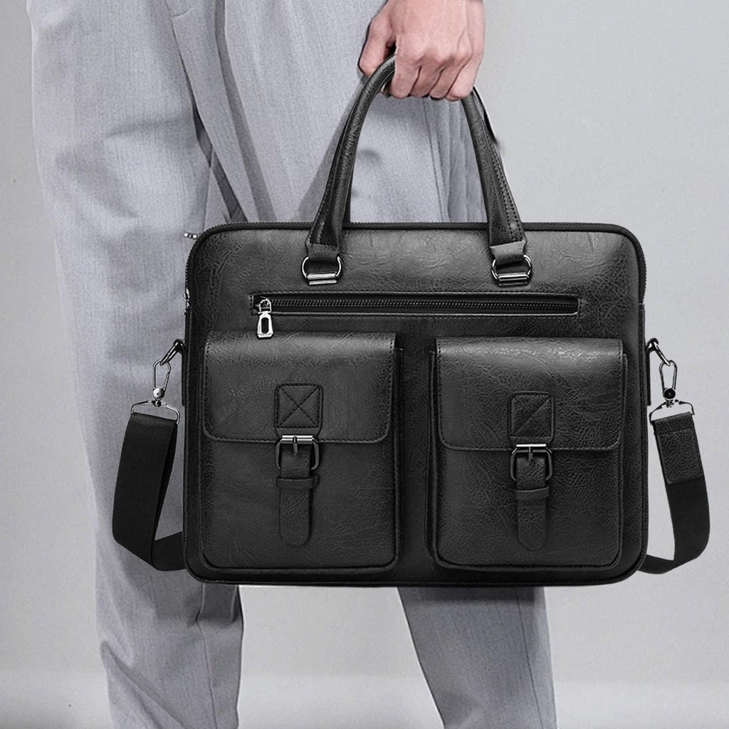 Mens Messenger Bag 15x10.6 Inch Vintage Leather Laptop Briefcase Magnetic Closure Large Satchel Computer Shoulder Bag, Handbag For Travel Wo - Image 5