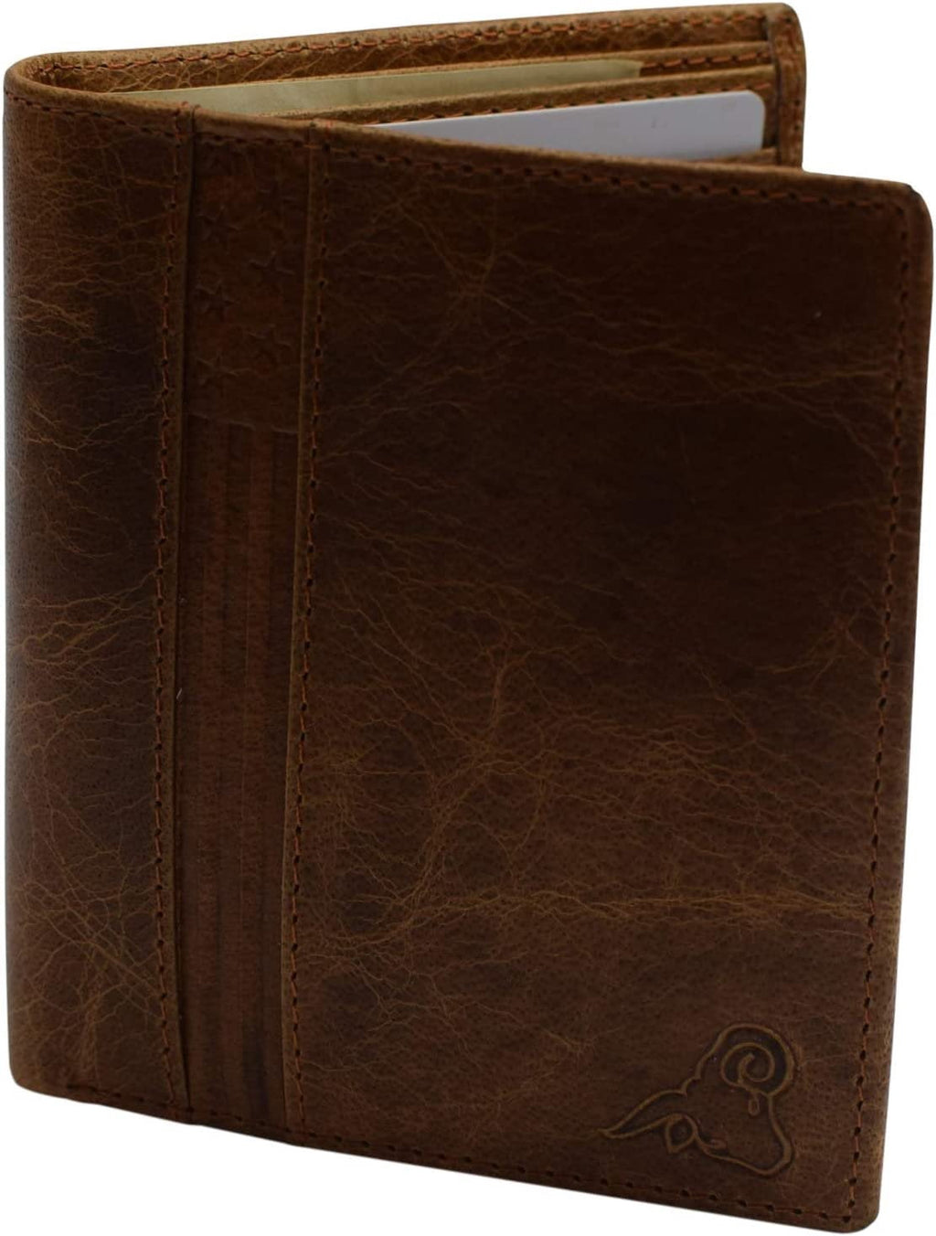 Genuine Leather Slim Bifold Hipster Men Wallets RFID Blocking Series TAN - Image 3