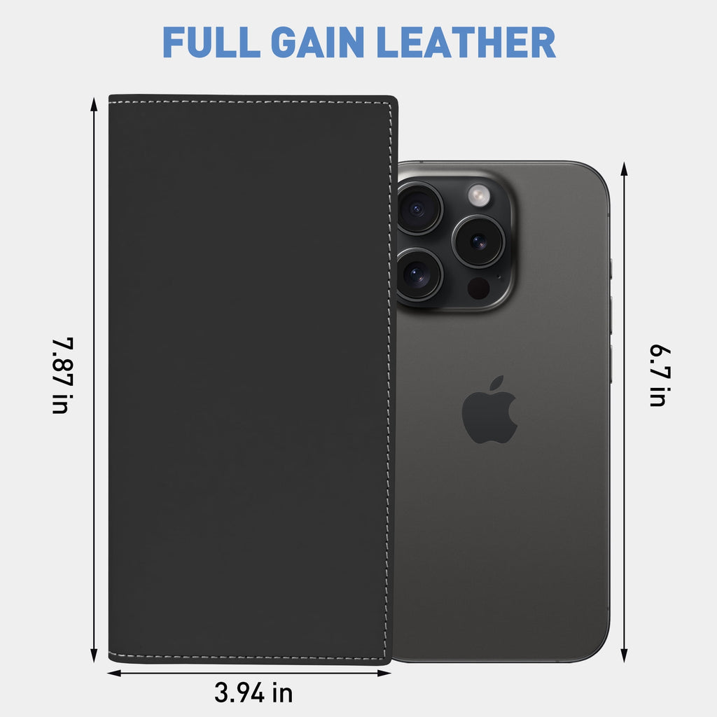 RFID Bifold Mens Wallets, Slim Credit Card Wallet, Real Leather Long Wallet for Men, with 8 Card Holder & 2 Cash Pocket, Great Gift for Fath - Image 2