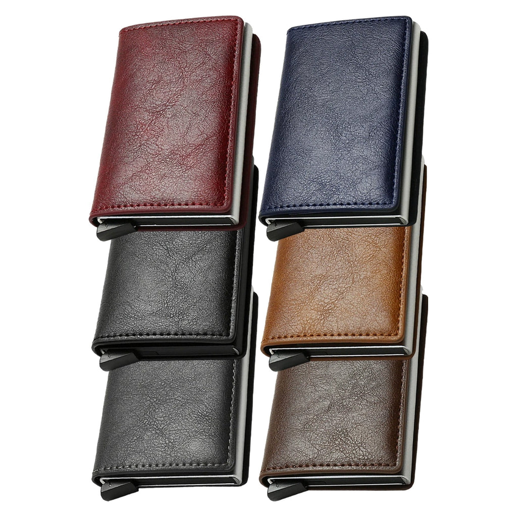 Simple Toggle Wallets for Men,Men's Simple Leather Wallet,Wallet with Smart Metal Pop Up Credit Card Holder,Credit Ca... - Image 4