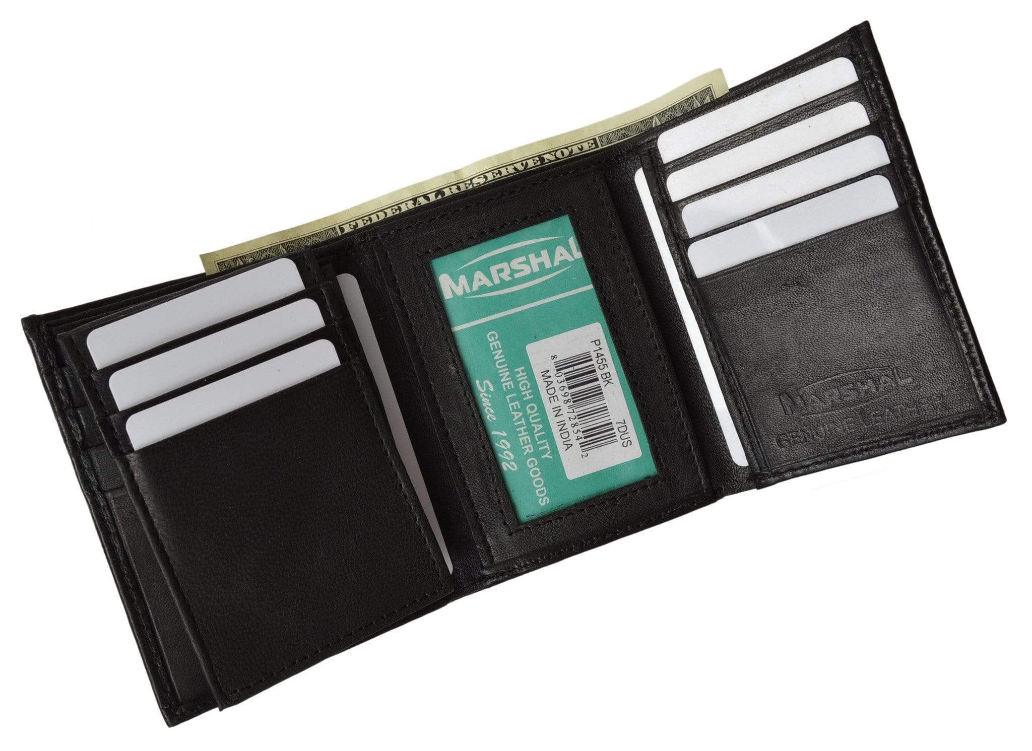 Men's Leather Trifold Wallet Removable Flip Up ID Window  P 1455 (C) - Image 6