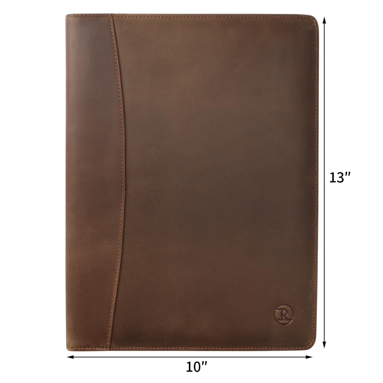 Leather Portfolio Organizer For Men Women  Padfolio Business Resume Legal Pad Notebook Binder A4/pad Folio Folder Brown - Image 2