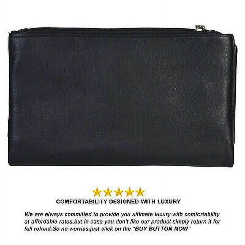 Genuine Leather Women Slim Compact Clutch Credit Card Holder with Coin Pocket - Image 3